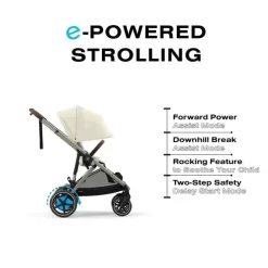 Cybex - Carrinho de passeio simples a duplo Egazelle S, estrutura taupe/bege concha
