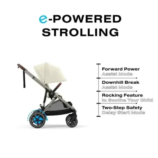 Cybex - Carrinho de passeio simples a duplo Egazelle S, estrutura taupe/bege concha