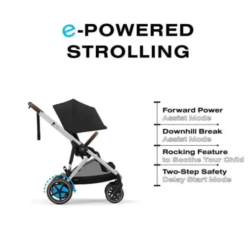 Cybex - Carrinho de passeio simples a duplo Egazelle S, moldura prateada/preto lua