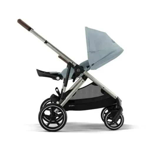 Cybex - Carrinho de passeio simples a duplo Gazelle S 2, estrutura taupe/azul celeste