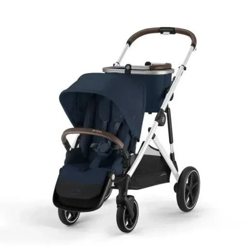 Cybex - Carrinho de passeio simples a duplo Gazelle S 2, moldura prateada/azul oceano