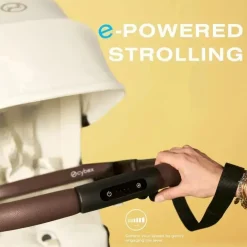 Cybex - Carrinho de passeio simples a duplo Egazelle S, estrutura taupe/bege concha
