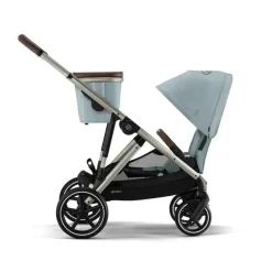 Cybex - Carrinho de passeio simples a duplo Gazelle S 2, estrutura taupe/azul celeste