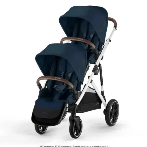 Cybex - Carrinho de passeio simples a duplo Gazelle S 2, moldura prateada/azul oceano