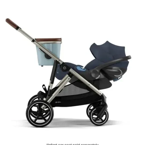 Cybex - Carrinho de passeio simples a duplo Gazelle S 2, estrutura taupe/azul celeste