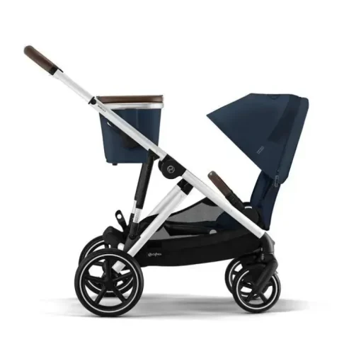 Cybex - Carrinho de passeio simples a duplo Gazelle S 2, moldura prateada/azul oceano
