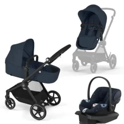 Cybex - Carrinho EOS + Assento Automóvel Infantil Aton G, Azul Oceano