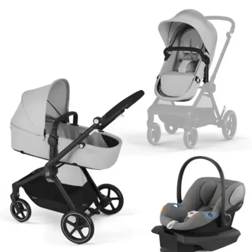 Cybex - Carrinho EOS + Cadeira Auto Infantil Aton G, Cinza Lava