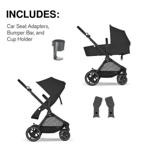 Cybex - Carrinho Eos Moon Preto (Moldura Preta)