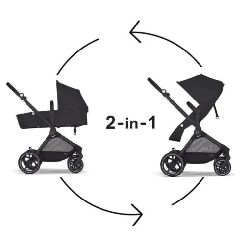 Cybex - Carrinho Eos Moon Preto (Moldura Preta)