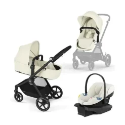Cybex - Carrinho Eos Seashell Bege Moldura Preta &amp; Aton G