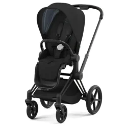 Cybex - Carrinho Priam 4 com estrutura preta fosca/assento preto profundo