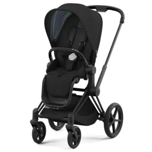 Cybex - Carrinho Priam 4 com estrutura preta fosca/assento preto profundo