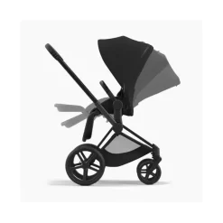 Cybex - Carrinho Priam 4 com estrutura preta fosca/assento preto profundo