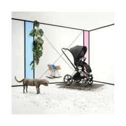 Cybex - Carrinho Priam 4 com estrutura preta fosca/assento preto profundo