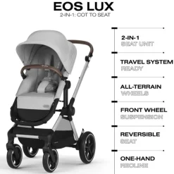 Cybex - Eos Lux 2-In-1 Stroller, Moon Black