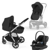 Cybex - EOS Travel System, carrinho + cadeirinha infantil Aton G Moon Black (moldura prateada)