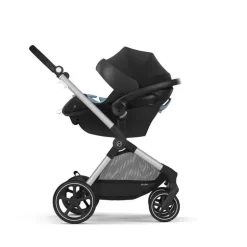 Cybex - EOS Travel System, carrinho + cadeirinha infantil Aton G Moon Black (moldura prateada)
