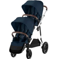 Cybex - Gazelle S 2 Double Stroller Bundle, Ocean Blue/Silver Frame