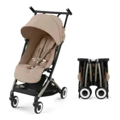 Cybex - Libelle Leve Carrinho de Bebê de Viagem com Dobra Ultra Compacta para Transporte, Bege Amêndoa