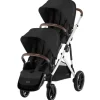 Cybex - Pacote de carrinho duplo Gazelle S 2, moldura Moon Black/Silver