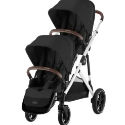 Cybex - Pacote de carrinho duplo Gazelle S 2, moldura Moon Black/Silver