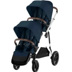 Cybex - Pacote de carrinho duplo Gazelle S 2, estrutura azul oceano/prata