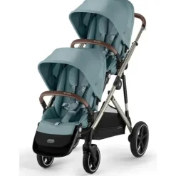 Cybex - Pacote de carrinho duplo Gazelle S 2, estrutura azul celeste/prata