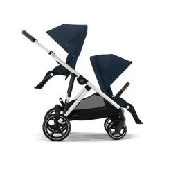 Cybex - Pacote de carrinho duplo Gazelle S 2, estrutura azul oceano/prata