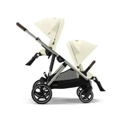 Cybex - Pacote de carrinho duplo Gazelle S 2, estrutura Seashell Bege/Taupe