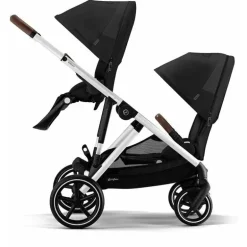 Cybex - Pacote de carrinho duplo Gazelle S 2, moldura Moon Black/Silver