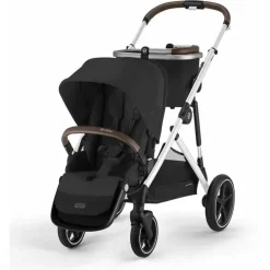 Cybex - Pacote de carrinho duplo Gazelle S 2, moldura Moon Black/Silver