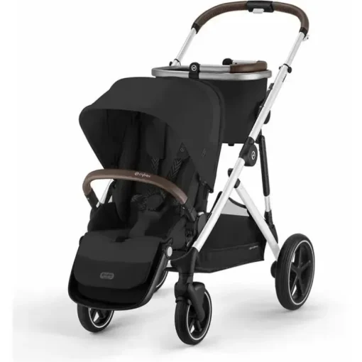 Cybex - Pacote de carrinho duplo Gazelle S 2, moldura Moon Black/Silver