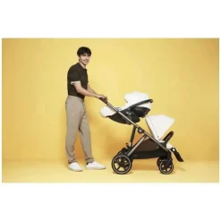 Cybex - Pacote de carrinho duplo Gazelle S 2, moldura Moon Black/Silver