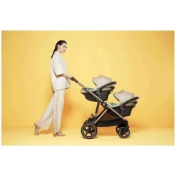 Cybex - Pacote de carrinho duplo Gazelle S 2, moldura Moon Black/Silver