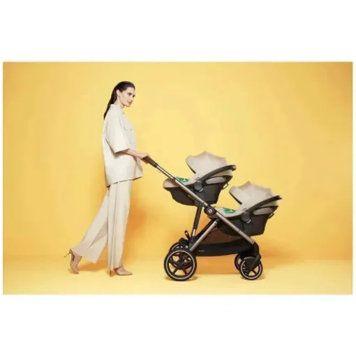 Cybex - Pacote de carrinho duplo Gazelle S 2, moldura Moon Black/Silver