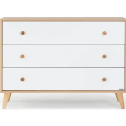 Dadada - Austin 3 Drawer Dresser, White/Red Oak