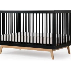 Dadada - Baby Soho 3-in-1 Convertible Wooden Crib to Toddler Bed, Black/Natural