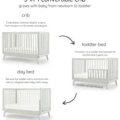 Dadada - Baby Soho 3-in-1 Convertible Wooden Crib to Toddler Bed, Sage