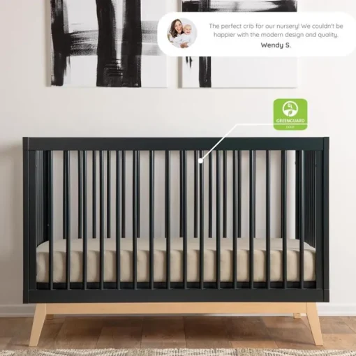 Dadada - Baby Soho 3-in-1 Convertible Wooden Crib to Toddler Bed, Black/Natural