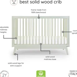 Dadada - Baby Soho 3-in-1 Convertible Wooden Crib to Toddler Bed, Sage