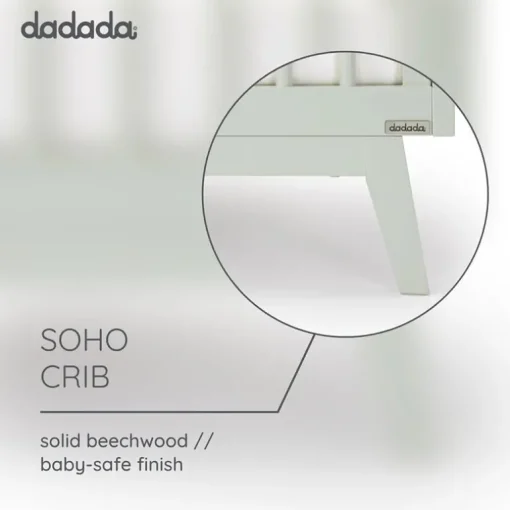 Dadada - Baby Soho 3-in-1 Convertible Wooden Crib to Toddler Bed, Sage