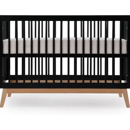 Dadada - Baby Soho 3-in-1 Convertible Wooden Crib to Toddler Bed, Black/Natural