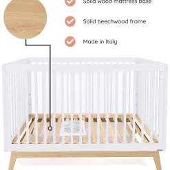 Dadada - Berço conversível 3 em 1 Baby Soho em cama de criança, branco/natural