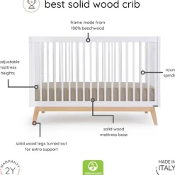Dadada - Berço conversível 3 em 1 Baby Soho em cama de criança, branco/natural