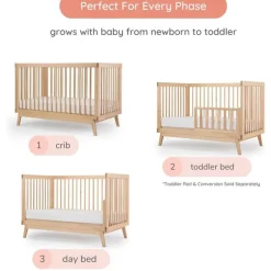 Dadada - Berço conversível 3 em 1 Baby Soho em cama infantil, natural