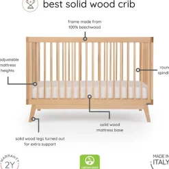 Dadada - Berço conversível 3 em 1 Baby Soho em cama infantil, natural