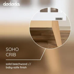 Dadada - Berço conversível 3 em 1 Baby Soho em cama de criança, branco/natural