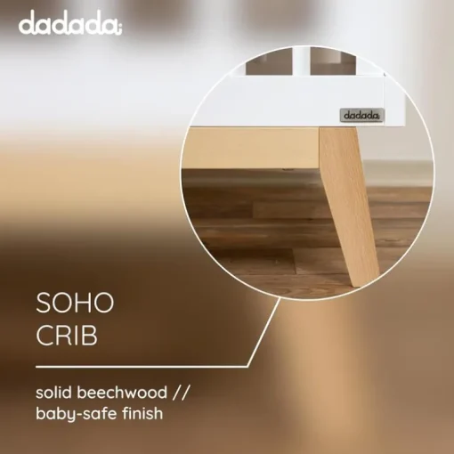Dadada - Berço conversível 3 em 1 Baby Soho em cama de criança, branco/natural