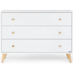 Dadada - Cômoda Austin com 3 gavetas, Branco/Natural